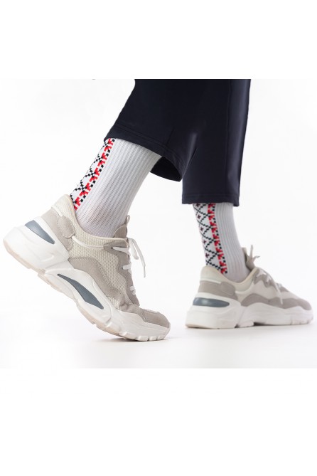 Шкарпетки LUD – "Орнамент БК" білі чоловічі