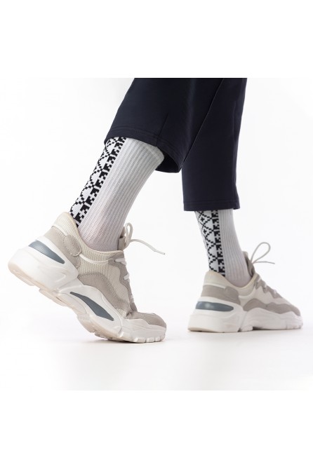 Шкарпетки LUD – "Орнамент ЧБ" білі чоловічі